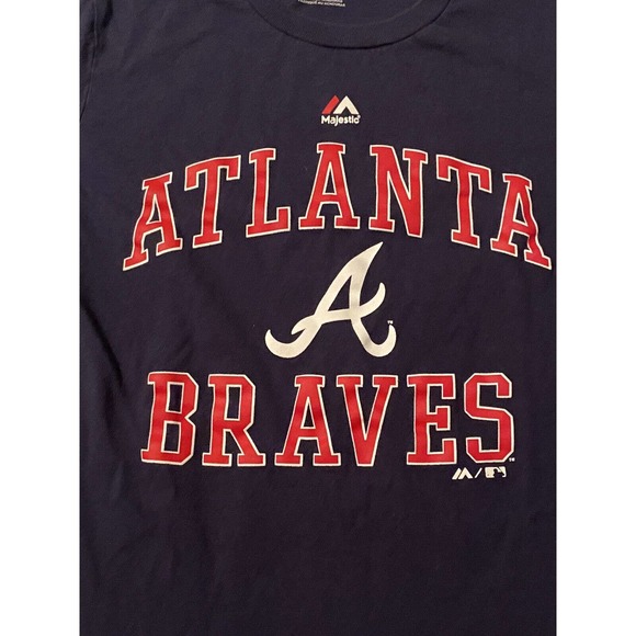 Atlanta Braves Majestic MLB Baseball Tee Shirt Size Boys Medium - Picture 2 of 12